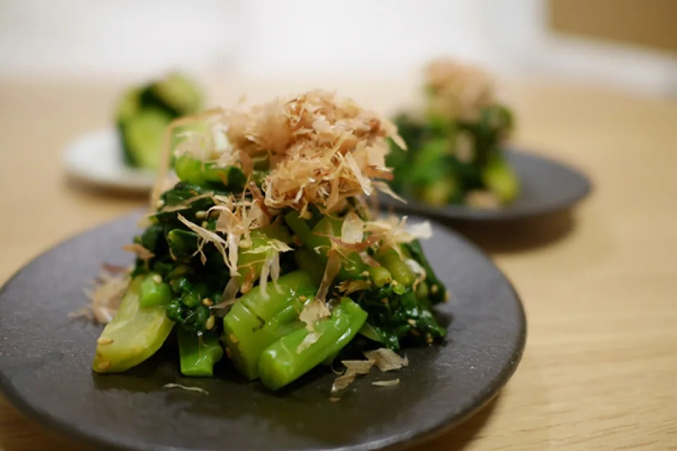 つるむらさきと青菜のおひたし
